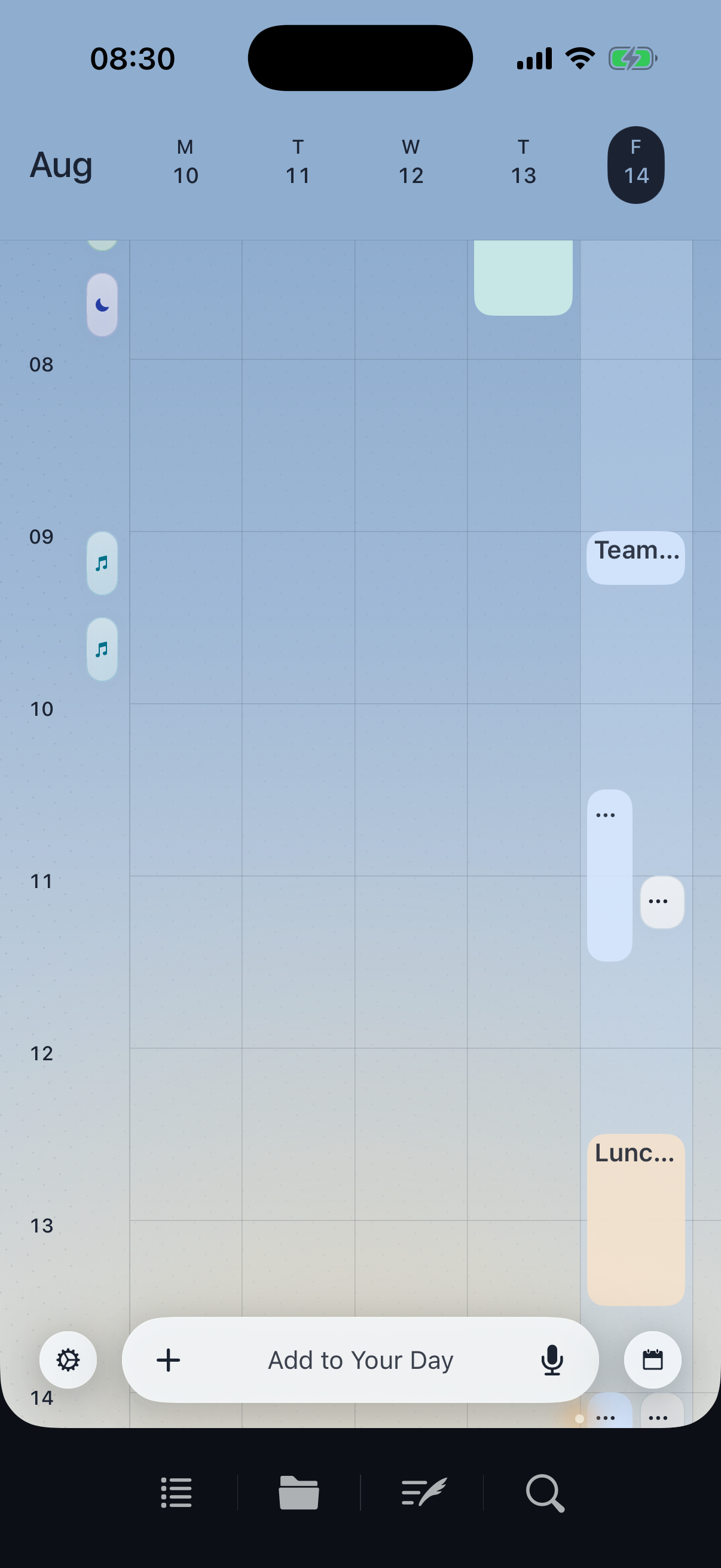 Rivet 5-Day view showing a real week across five columns