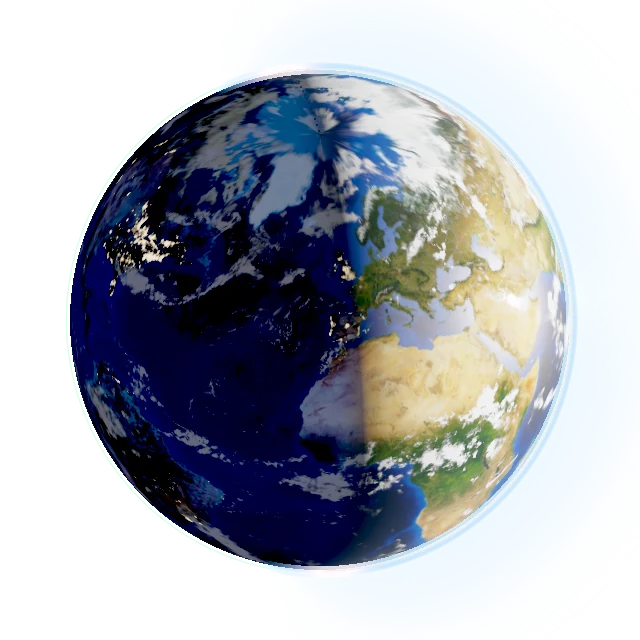 The Earth at 07:00, with the sun rising over Europe