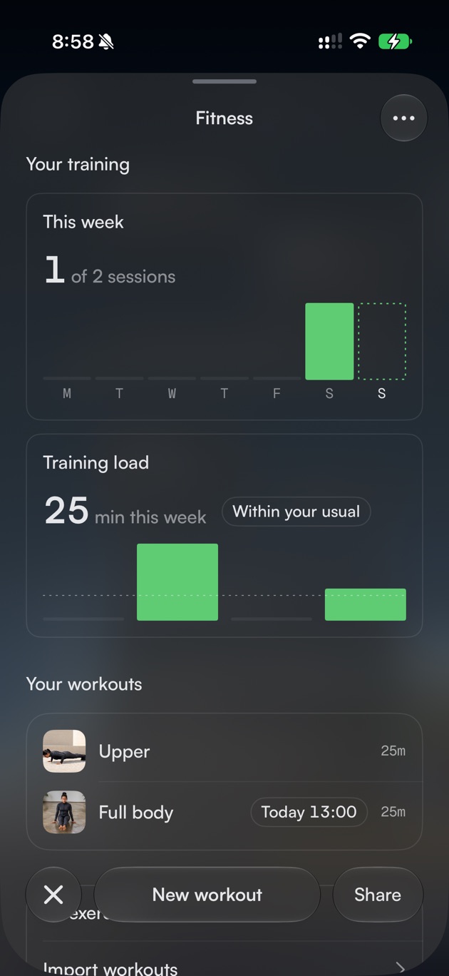 Rivet Fitness with this week's sessions, training load and recent workouts
