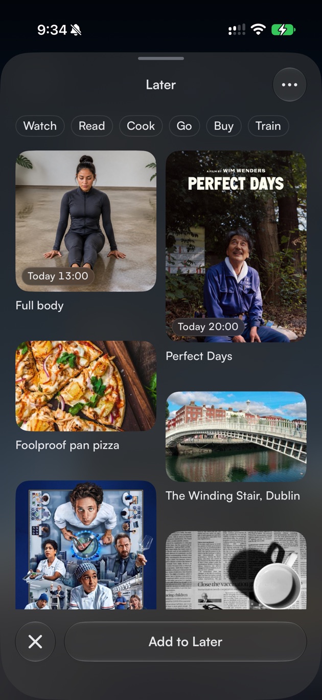 Rivet Saved with a saved workout, a movie, a recipe and a place in Dublin
